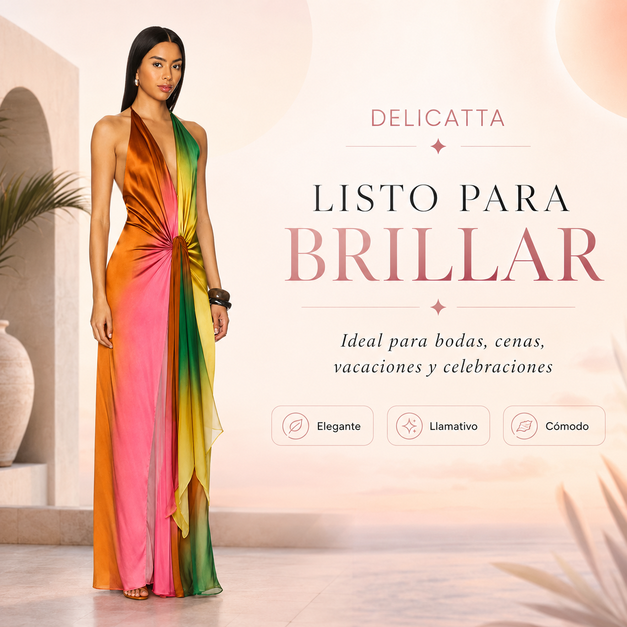 Vestido Maxi Sunset con Cuello Halter