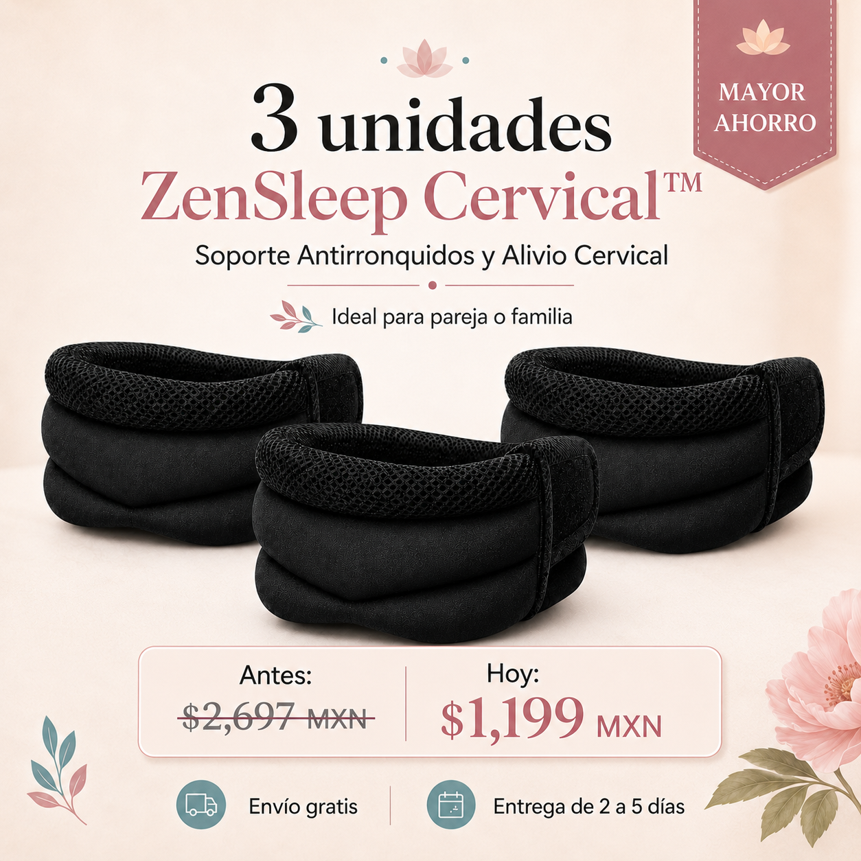 ZenSleep Cervical™ - Soporte Antirronquidos y Alivio Cervical