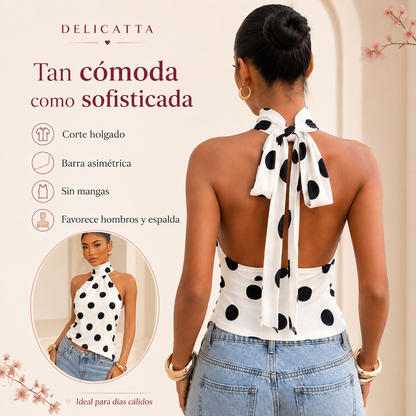 Lunara™ – Blusa Halter de Lunares - Compra 1 y Llévate 2
