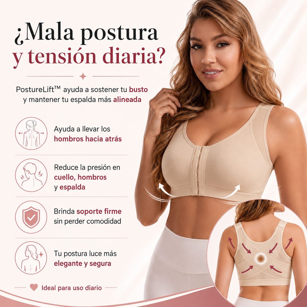 PostureLift™ – Brasier Corrector de Postura con Cierre Frontal