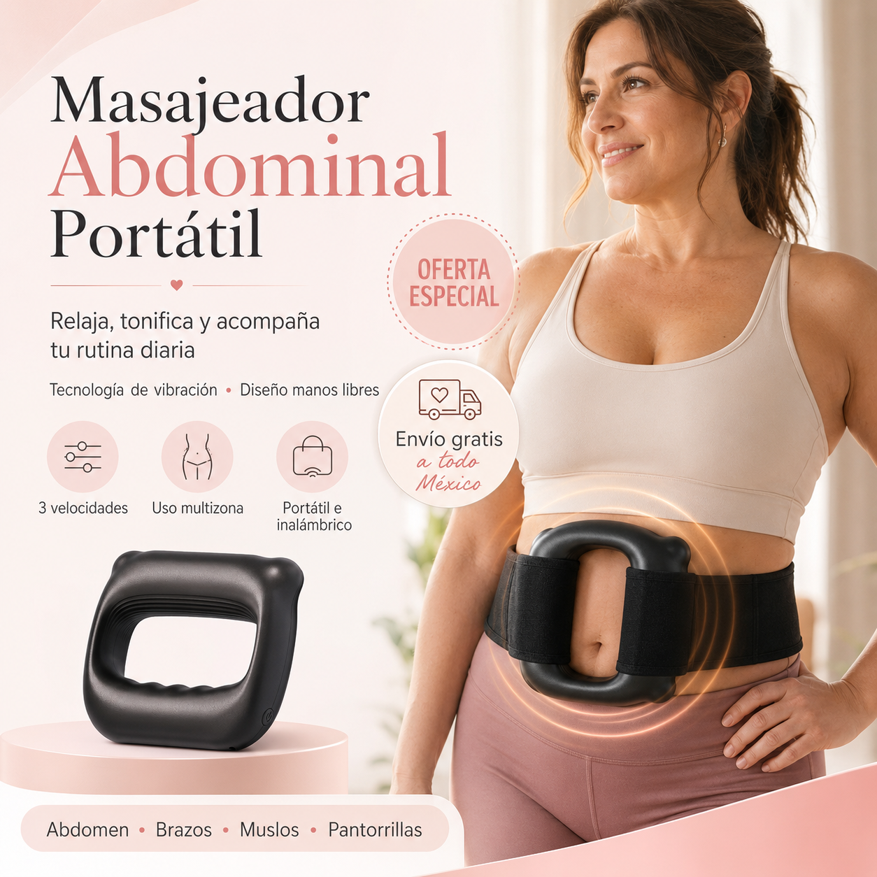 Masajeador Abdominal Portátil de 5 velocidades con correa ajustable