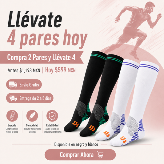 FlexRun™ Calcetines de Compresión Deportiva Solo Hoy: Compra 2 Pares y Llévate 4 + Envío Gratis