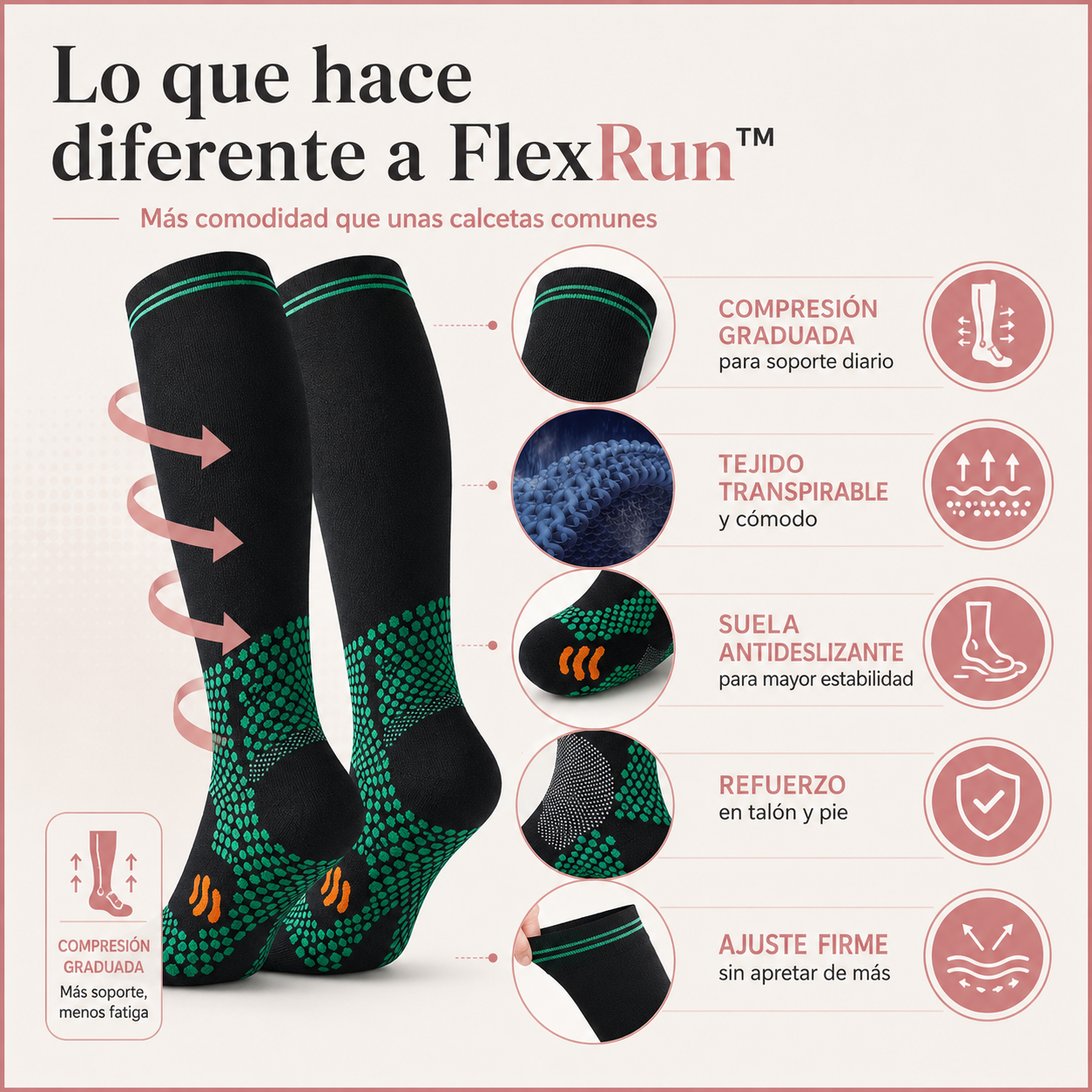 FlexRun™ Calcetines de Compresión Solo Hoy: Compra 2 Pares y Llévate 4