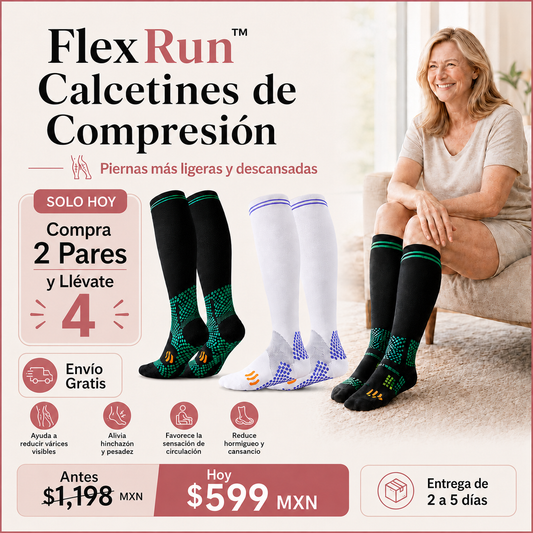 FlexRun™ Calcetines de Compresión Solo Hoy: Compra 2 Pares y Llévate 4