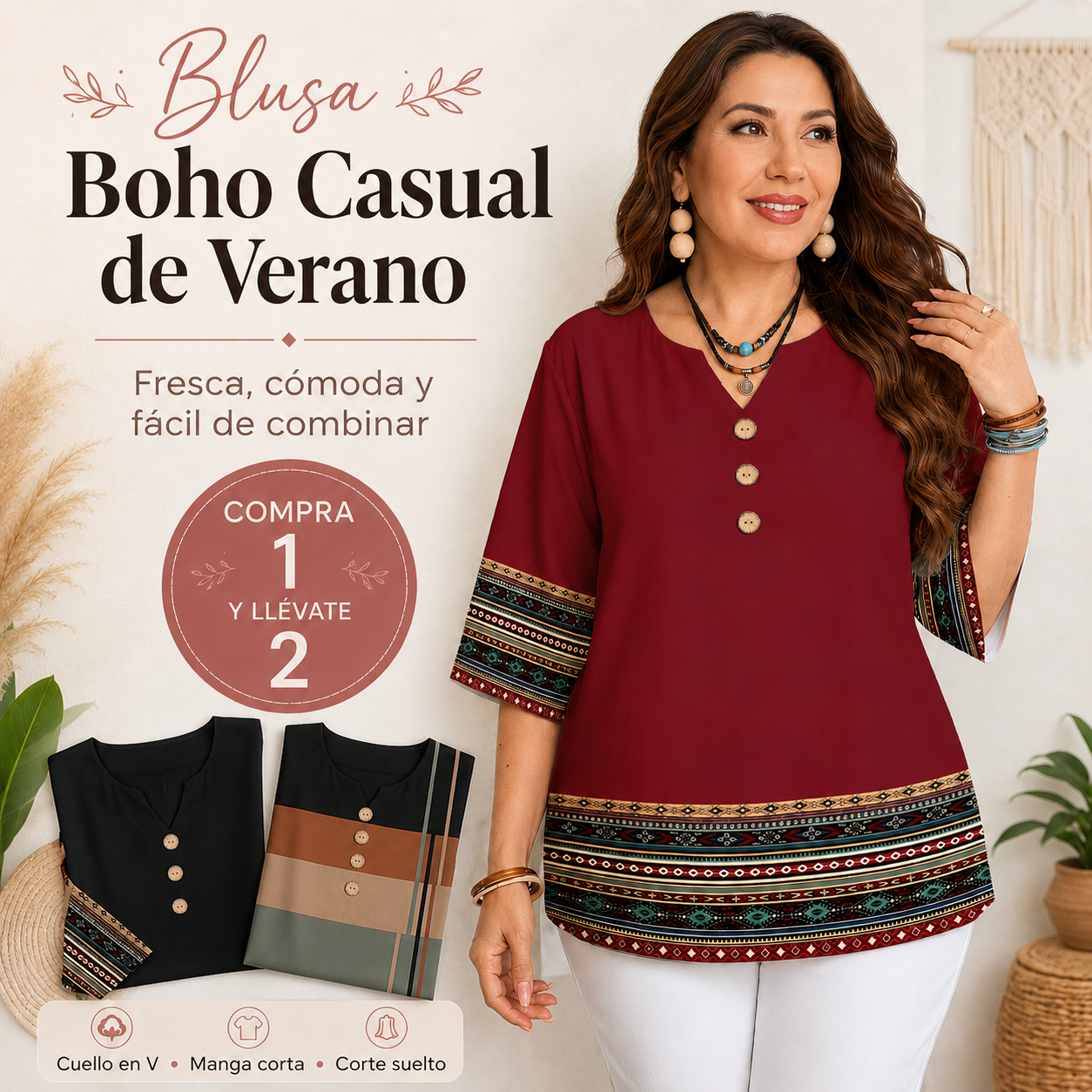 Blusa Boho Casual de Verano - Lleva 2 y Paga Solo 1