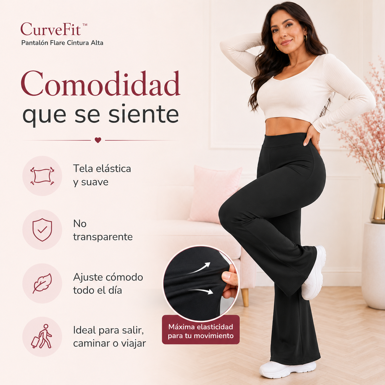 CurveFit™ Pantalón Flare Cintura Alta - Compra 1 y Llévate 2