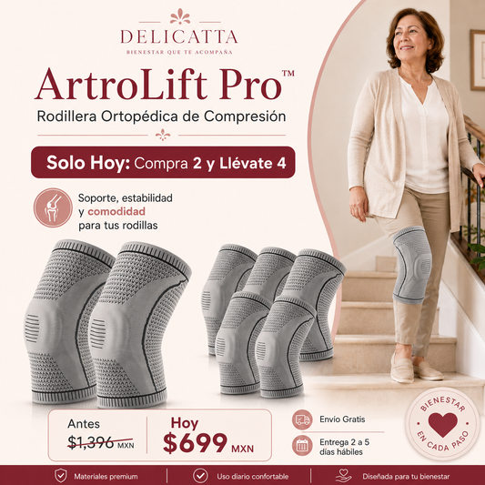 ArtroLift Pro™ Rodillera Ortopédica de Compresión - Solo Hoy: Compra 2 y Llévate 4
