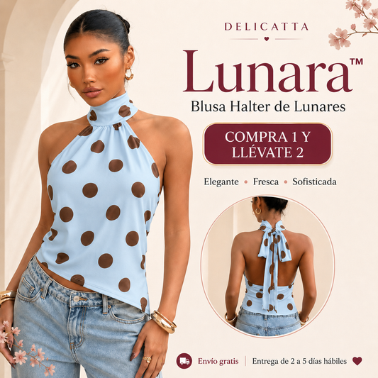 Lunara™ – Blusa Halter de Lunares - Compra 1 y Llévate 2