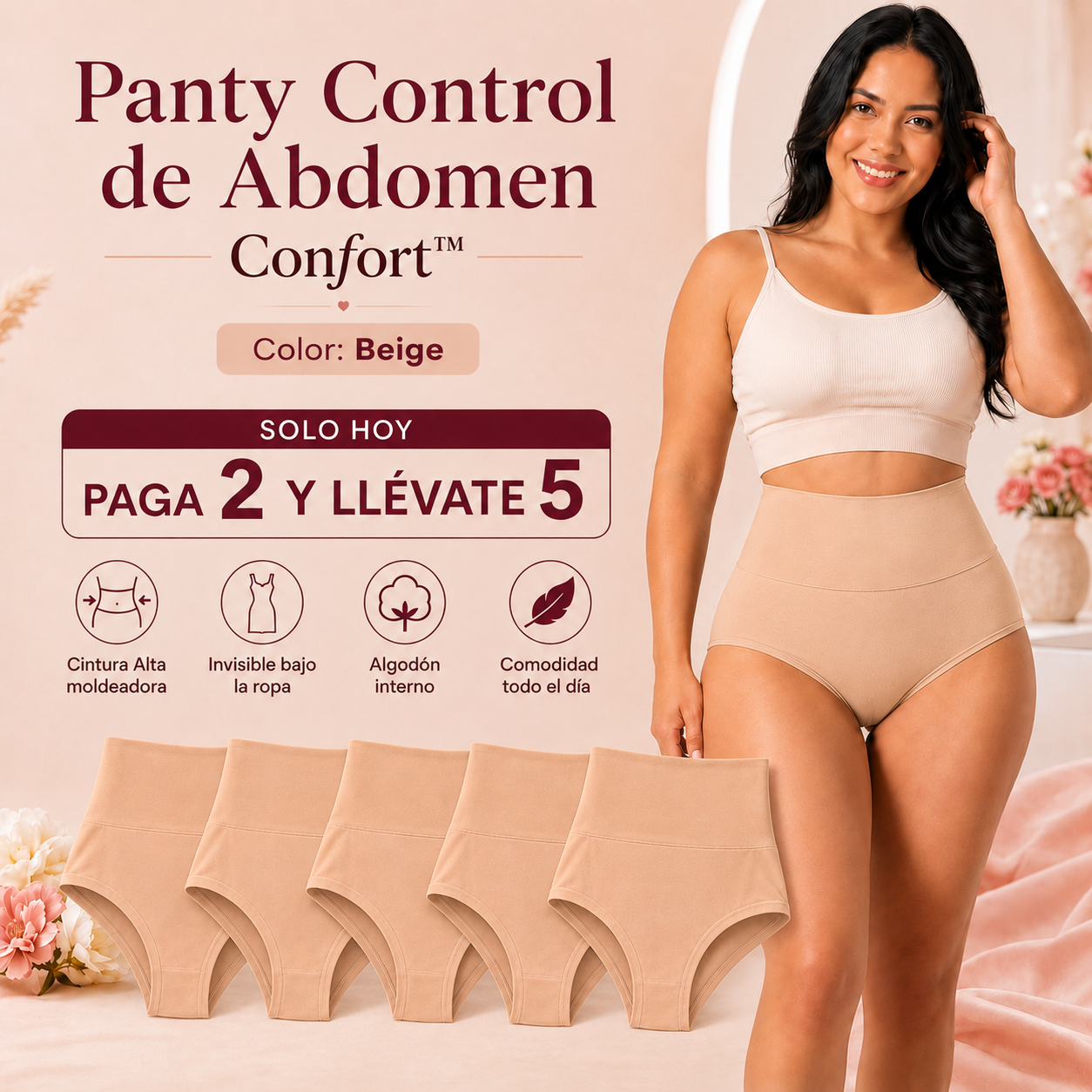 Panty Control de Abdomen Confort™ - Solo Hoy Paga 2 y Llévate 5