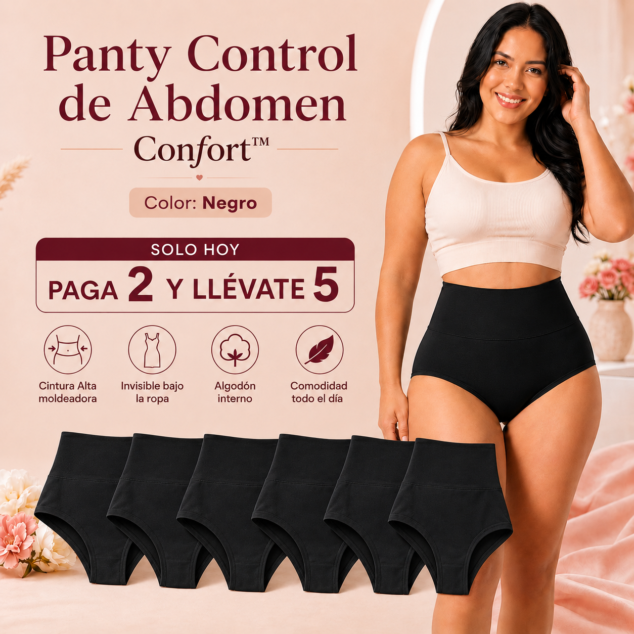 Panty Control de Abdomen Confort™ - Solo Hoy Paga 2 y Llévate 5