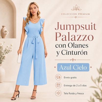 Jumpsuit Palazzo con Olanes y Cinturón
