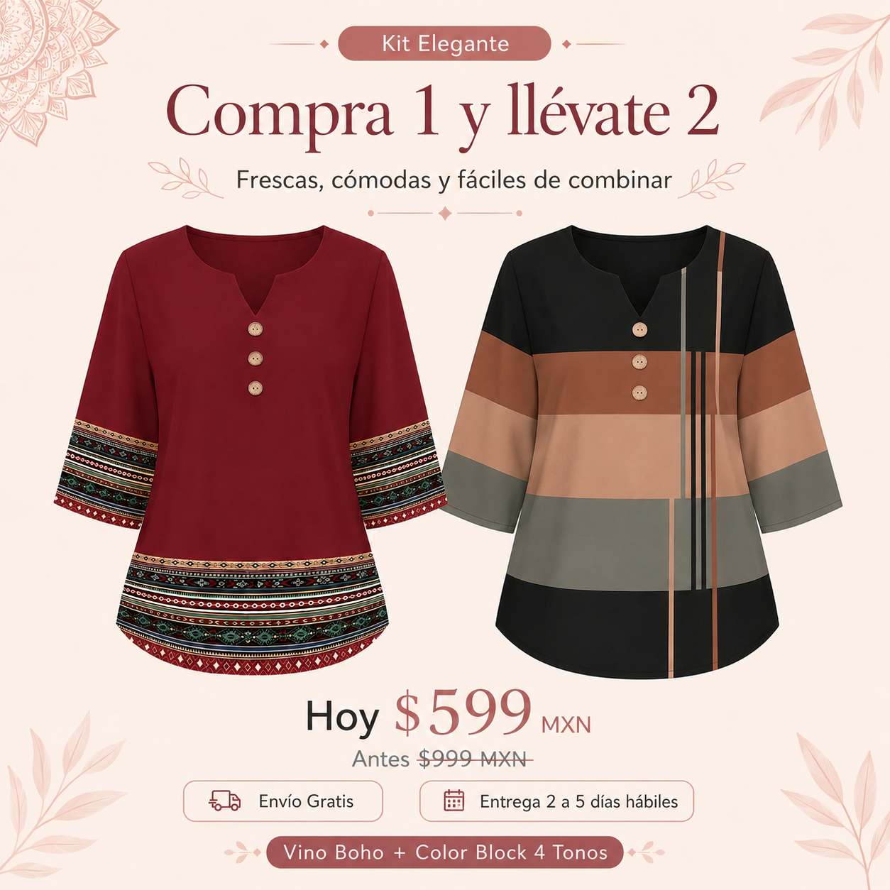 Blusa Boho Casual de Verano - Lleva 2 y Paga Solo 1