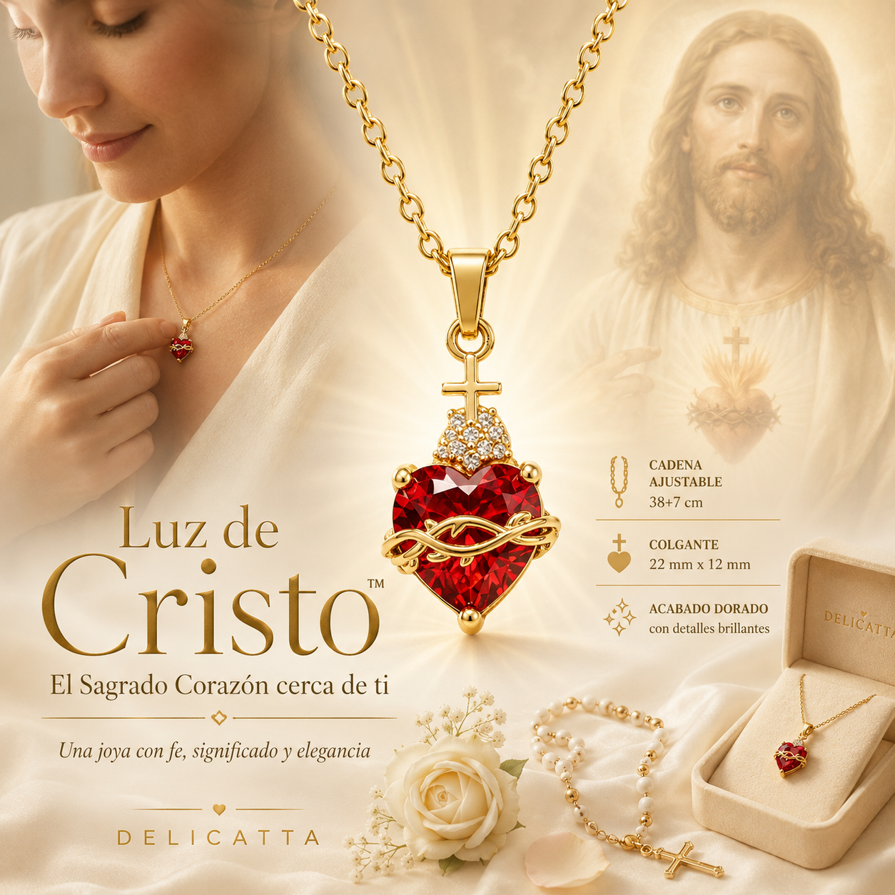 Luz de Cristo – Collar Sagrado Corazón de Jesús