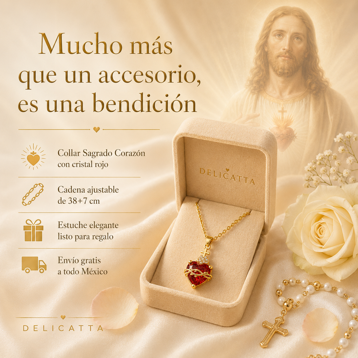 Luz de Cristo – Collar Sagrado Corazón de Jesús
