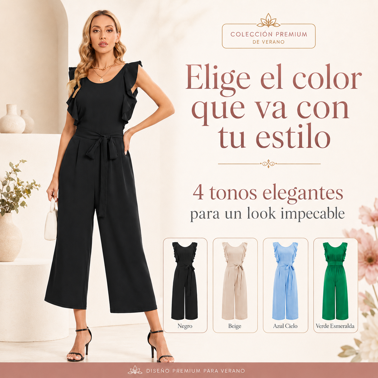 Jumpsuit Palazzo con Olanes y Cinturón