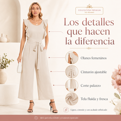 Jumpsuit Palazzo con Olanes y Cinturón